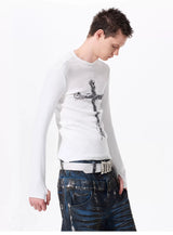 Men's Cross Print Long Sleeve T-Shirt