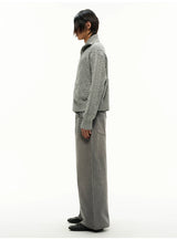 13Oz Sun-Washed Gray Distressed Wide-Leg Jeans