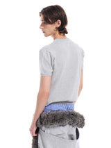 Gray Distressed Jacquard Slim Knit Tee