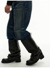 Washed Wrinkled Cowhide Boots