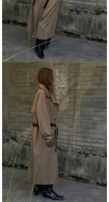 Long Loose Stand Collar Trench Coats