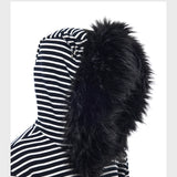 Men's Striped Fur Collar Hoodie