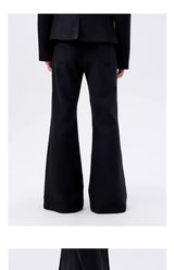 Black Herringbone Slim Flared Casual Pants
