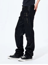 Men's Metallic Zip Waxed Straight Jeans