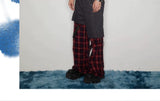 Y2K Punk Lace-Up Plaid Cargo Pants