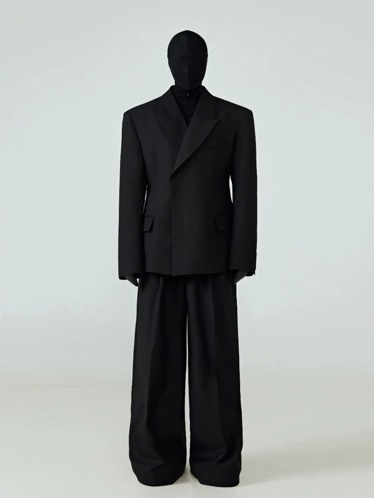 Black Waist-cinched Drapey Wrinkle-free Blazer