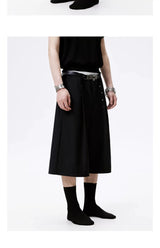 Metal Studded Pleated Wide Leg Shorts
