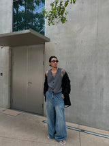 Vintage Sleeveless Grey Suit Vest