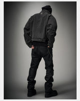 Loose Stand Collar Washed Canvas Coat