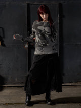 Distressed Knight Armor Print Sweater