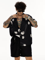 Black Rose Cuban Collar Hawaiian Shirt