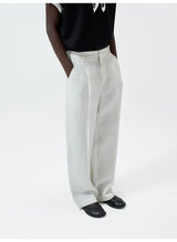Straight Leg Hemp Linen Blend Pants