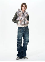 Men's Ice Blue Distressed Curved Jeans