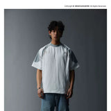 Two-Tone Washed Mesh Patchwork Tee