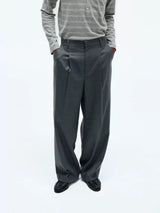 Merino Wool Casual Pleated Straight Pants