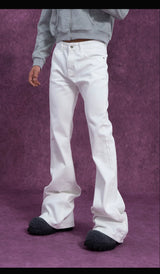 Men's Slim-fit Full-length Two-tone Flared Jeans