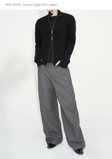 Double Zipper Thick Wool Knitted Jacket