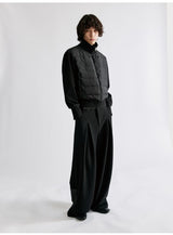 Leather Waist Wide Leg Wool Pants