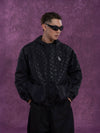 Black Polka Dot Hooded Windproof Jacket