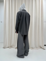 Black Gray Wide Leg Dress Pants