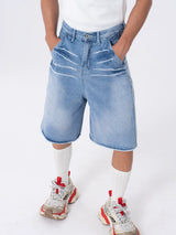 Men's 5-Inch Washed Blue Denim Shorts