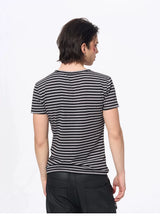 Slim Fit Letter Print Striped Tees