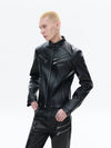 Men's Deconstructed Black Leather Biker Jacket