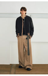 Men's Loose Color Block Bomber Jacket