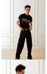 Music Printed Crop Slim Stretch Tee