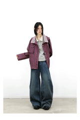 Studded Deconstructed Washed Two-tone A-line Jeans