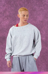 Men's Grey Red Patched Rivet Hoodies