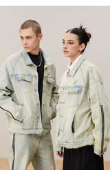 Mud Washed Distressed Denim Jacket
