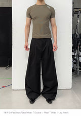 Natural Wash Double Pleated Loose Pants