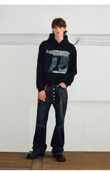 Unisex Boxy Color Block Print Hoodies