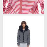Men's Striped Fur Collar Hoodie