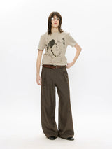 Men's Wool Houndstooth Pleated A-Line Pants