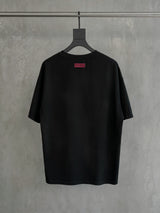 Loose Washed Black Printed Cotton Tee