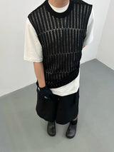 Assorted Colors Tree Cutout Knit Vest