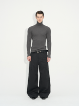Slim Fit Ribbed Knit Long Sleeve Tops