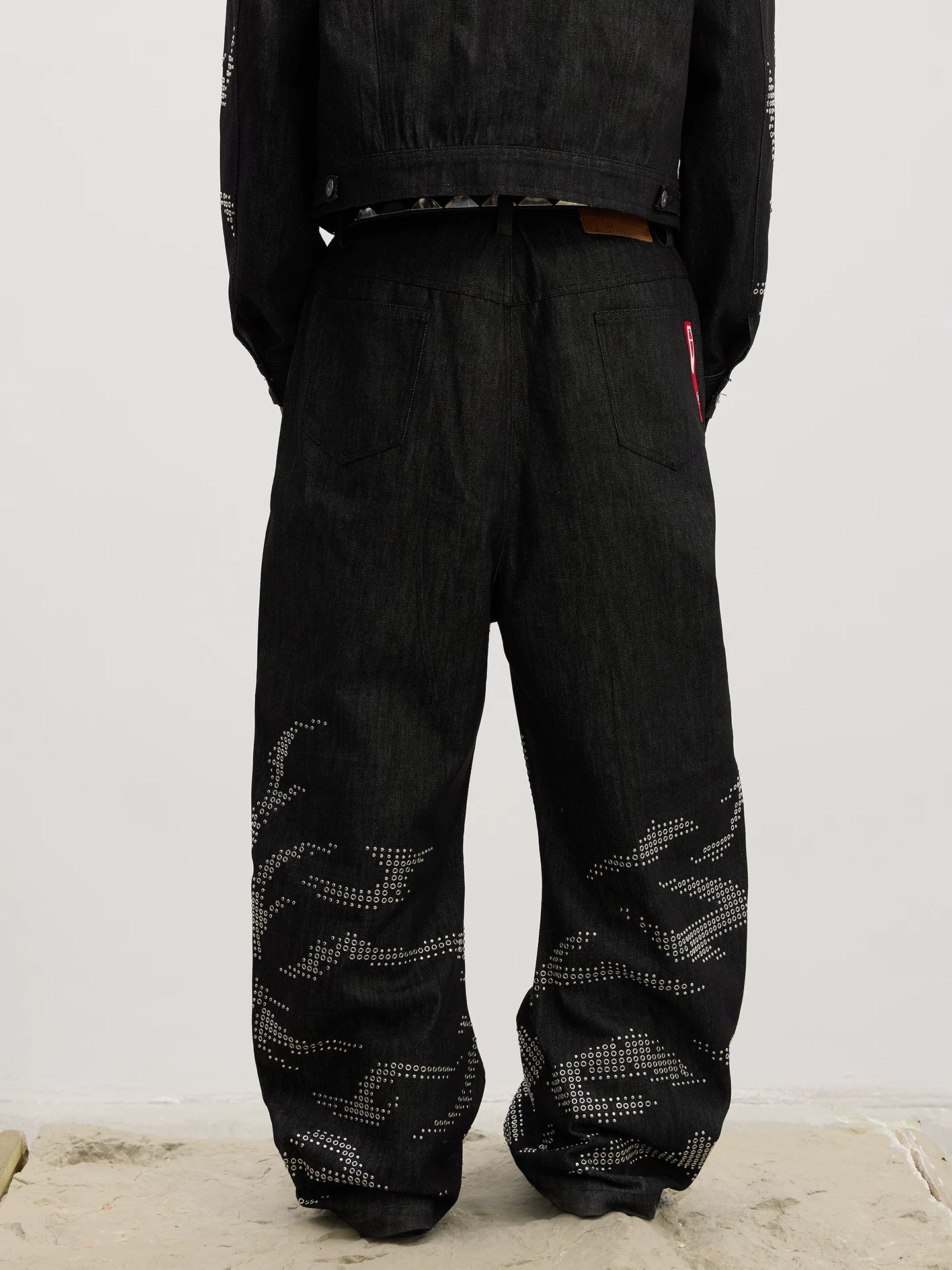 Tiger Print Curved Denim Jeans