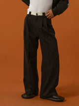 Men's Black-Grey Double Waistband Casual Pants