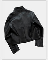 Asymmetric Wild Cowhide Leather Jacket