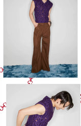 Vintage Riveted Flared Wool Cargo Pants