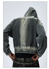 Washed Distressed Drop Shoulder Cropped Hoodie