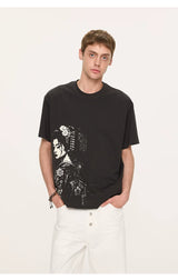 Geisha Print Casual Boxy Tee