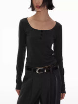 Women's Soft Long Sleeve Henley Tops