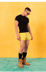 Men's Black Striped Knit Raglan Tee
