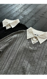 Wool Lyocell Fake Two-piece Knit Tee