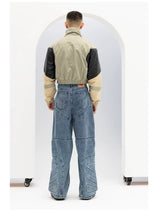 Men's Blue Black Loose Flared Jeans