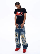 Streetwear Letter Print Crew Neck Tees